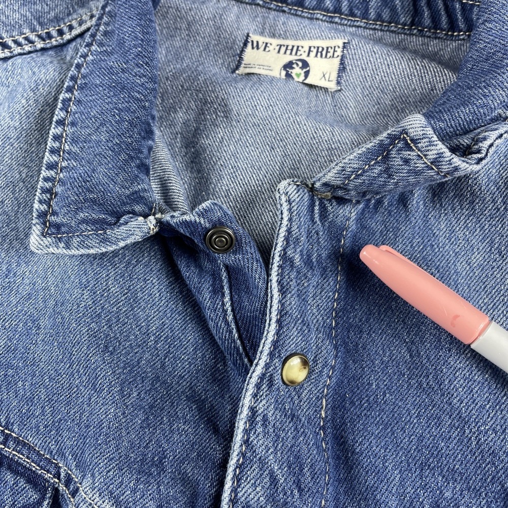 Free People We the Free The Townes Coverall Jumpsuit Size XL Blue One Piece Jean - Picture 16 of 16